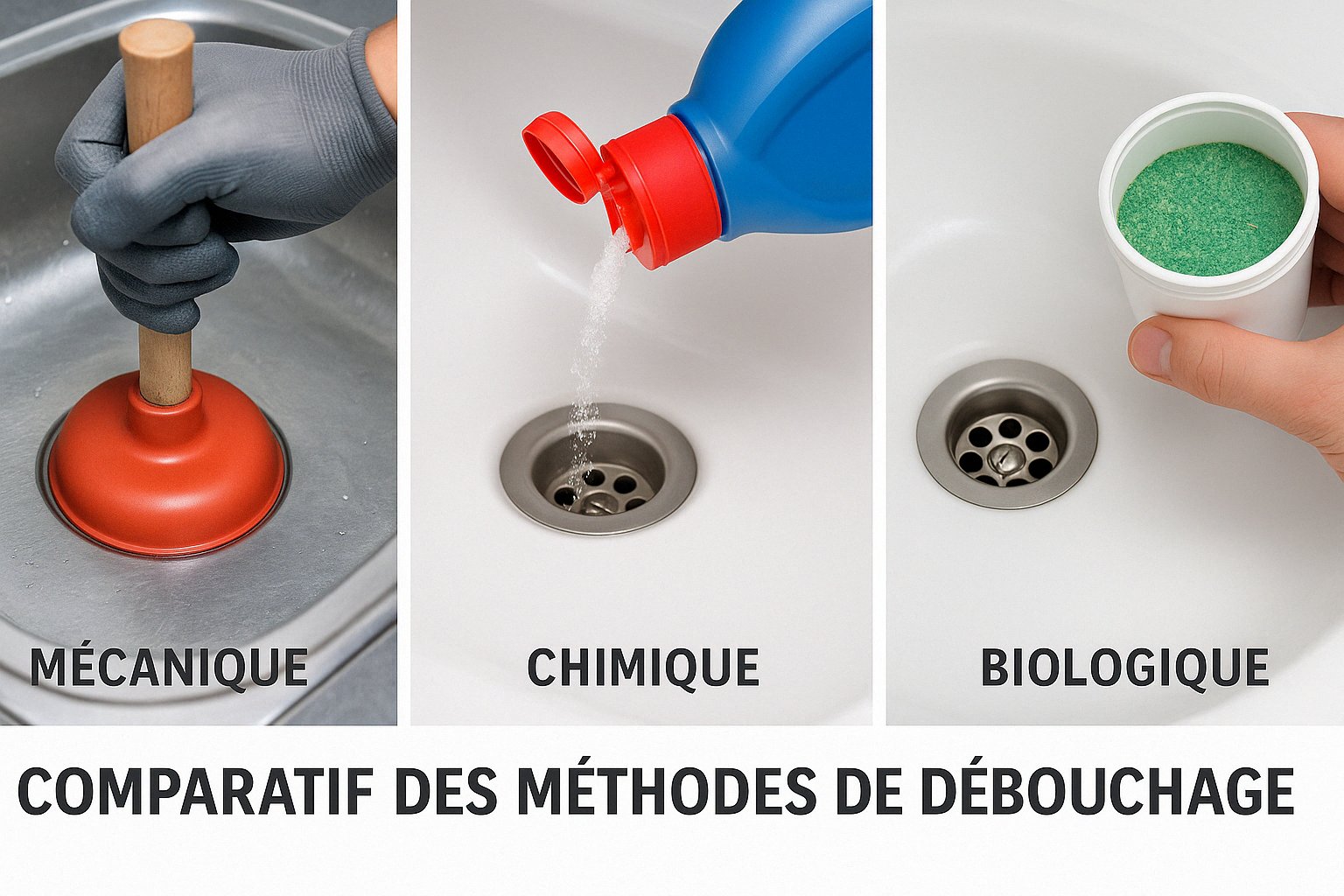 Comparatif des méthodes de débouchage