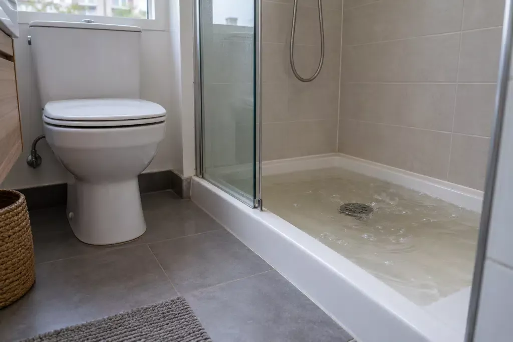 L’eau remonte dans la douche quand je tire la chasse